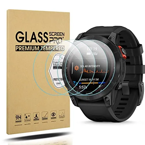 Diruite 4-Pack para Garmin Fenix 7 47mm Cristal Templado Protector Pantalla, HD Protector Pantalla para Garmin Fenix 7/7 Solar/Fenix 7 Sapphire Solar 47mm[9H Dureza Antiarañazos][Sin Burbujas]