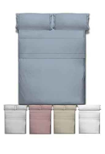 LEBENGOOD Juego de Sabanas, Sabanas Colores, Cómodas, Suaves, Bajera Ajustable, Encimera y Funda de Almohada (150x190/200, Denim)