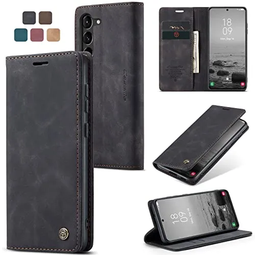 Cracedily Funda para Samsung Galaxy S23 Plus Case, Carcasa Protectora Antigolpes Case, Soporte Plegable, Ranura para Tarjeta, Cover Cuero PU Carcasa Samsung Galaxy S23 Plus 5G, Negro