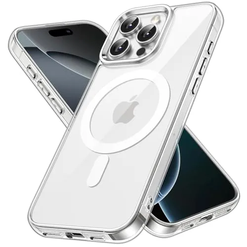 JETech Funda Magnética para iPhone 16 Pro MAX 6,9 Pulgadas Compatible con MagSafe, Carcasa Antigolpes, Anti-Arañazos Respaldo Transparente (Transparente)
