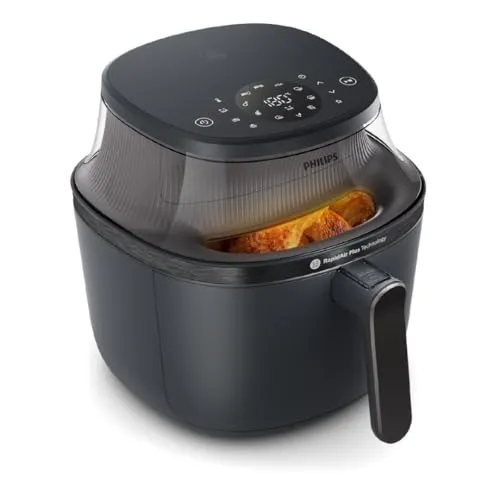 Philips Airfryer Serie 3000 6.2L, Ventana de cocción, 16 en 1 Airfryer, Tecnología RapidAir Plus, Eliminación de grasa, HomeID Recipe App, Fácil de limpiar (NA330/00)