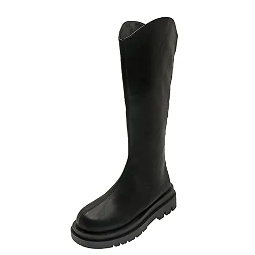 Genérico Botas Impermeables Mujer Vestir Moon Boots Mujer Zapatos de mujer Botas de de tacón informal Cremallera trasera Color sólido Botas hasta la rodilla Botas Mujer Invierno 2020 Botas (Black, 37)