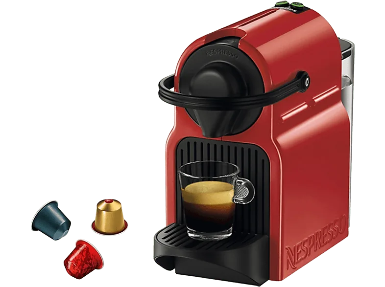 Cafetera de cápsulas - Nespresso® Krups Inissia XN1005, 1260 W, 19 Bar, 0.7 L, Calentamiento en 25 s, Apagado automático, Rojo
