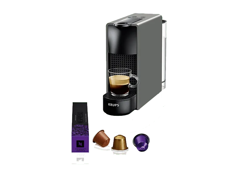 Cafetera de cápsulas - Nespresso® Krups XN110B Essenza Mini, 1310 W, 19 Bar, 0.6 L, Calentamiento en 25 s, Apagado automático, Gris (imagen 1 de 3)