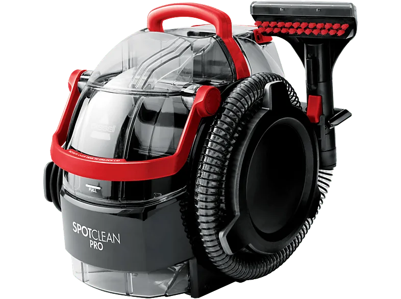 Aspirador sin bolsa - Bissell SpotClean Pro, 750 W, 2.8 l, Limpieza manchas profesional, Negro y Rojo