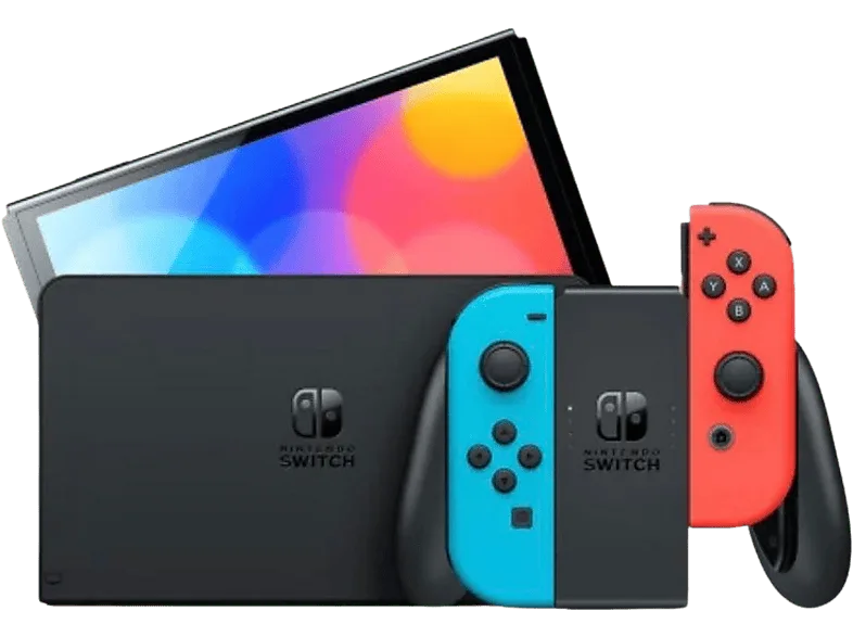 Consola - Nintendo Switch OLED, 7", Joy-Con, 64 GB, Azul y Rojo Neón