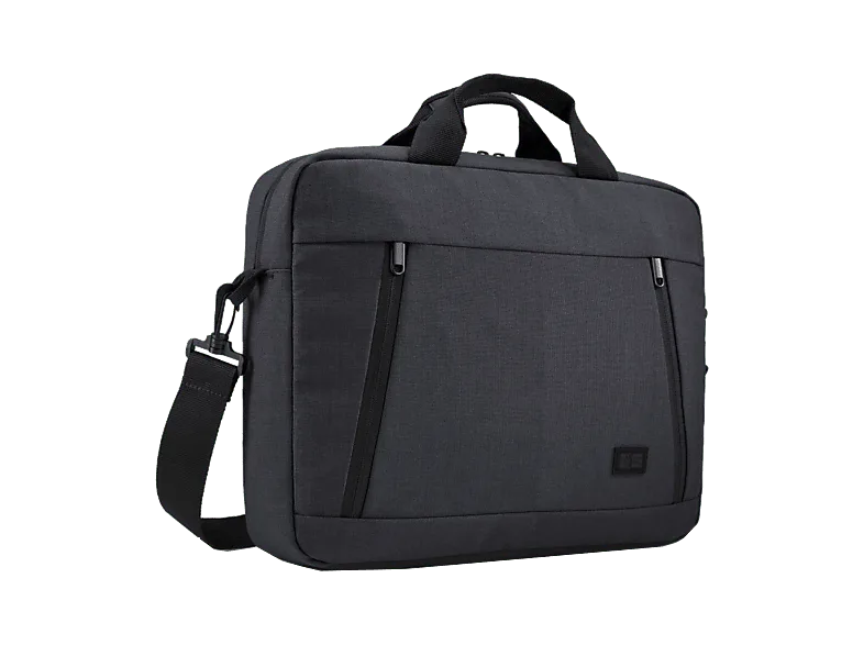 Maletín para portátil - Case Logic HUXA214, Para Portátiles hasta 14", Poliéster, Varios Bolsillos con Cremallera, Negro