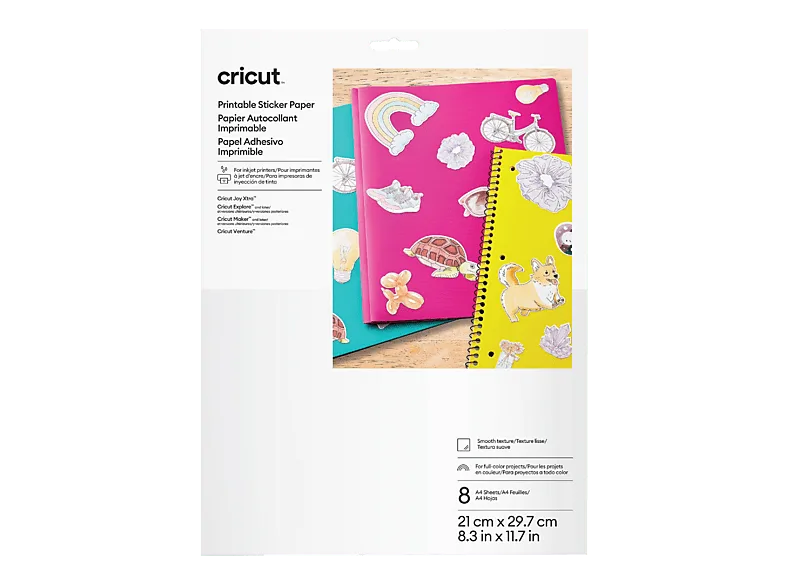 Accesorio para Plotter - Cricut Vinilo adhesivo imprimible, A4, Blanco
