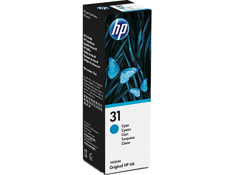 Botella de tinta - HP 31, Cian, 1VU26AE (imagen 1 de 3)
