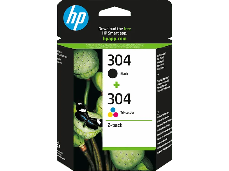 Cartuchos de Tinta - HP 304 Negro+Tricolor, 120 páginas tinta negra, 100 color, Planet Partners