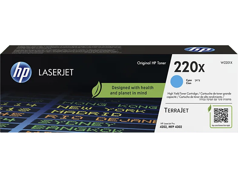 Tóner - HP LaserJet 220X Cian, Alto rendimiento, Hasta 5500 páginas, TerraJet, W2201X