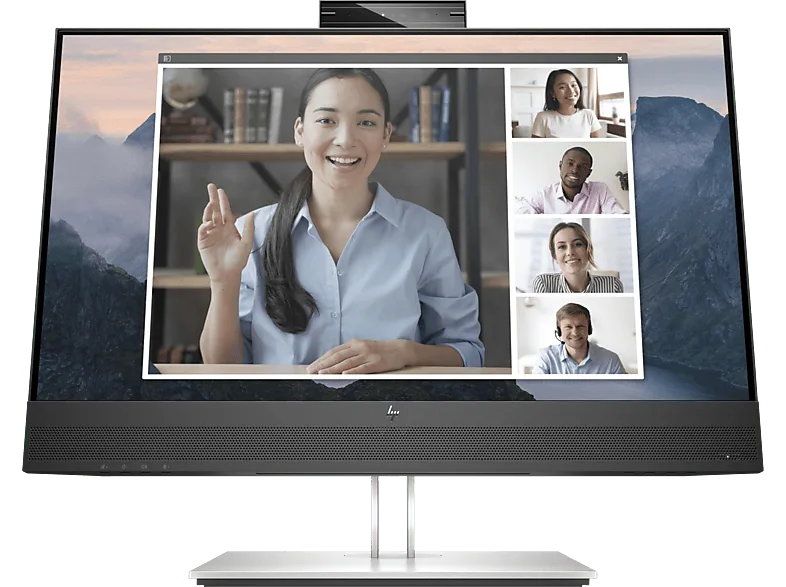 Monitor - HP E24mv G4 Profesional, 23.8", Full HD, 5 ms, 60 Hz, Altavoces y micrófono, Eye Ease, Ajustable, Negro