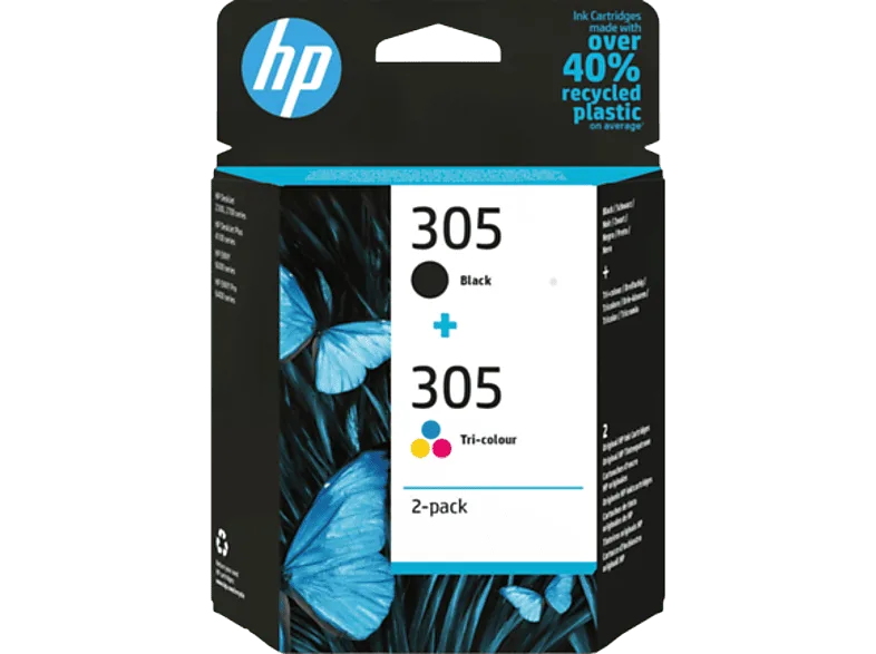 Cartucho de tinta - HP 305 Combo 2 Pack, Negro/Tricolor, 6ZD17AE
