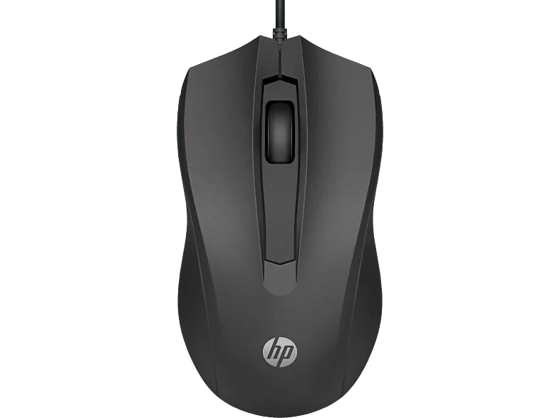 Ratón - HP 100, 6VY96AA, Por cable, Negro
