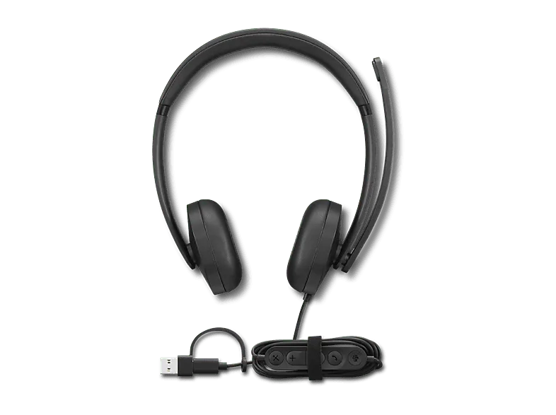 Auriculares - Lenovo Wired VoIP Headset 5000 Profesionales, Negro