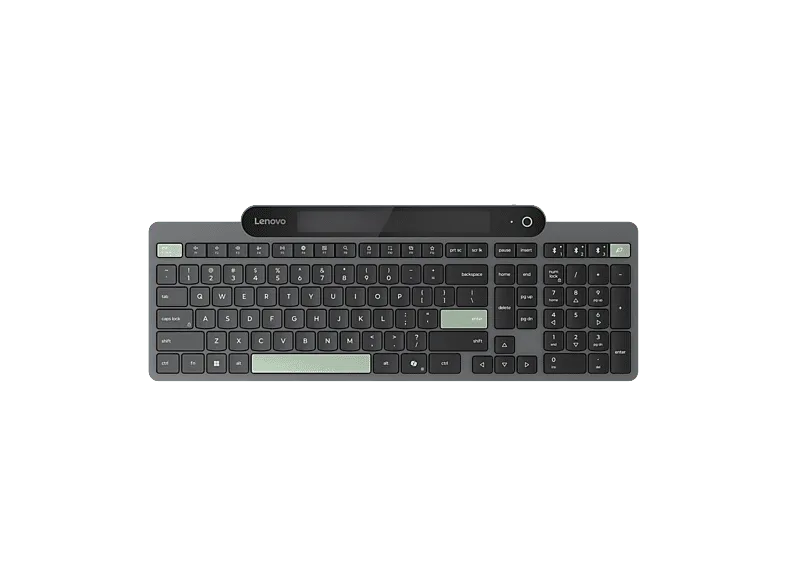 Teclado inalámbrico - Lenovo Bluetooth autorecargable con luz natural Profesional, Negro