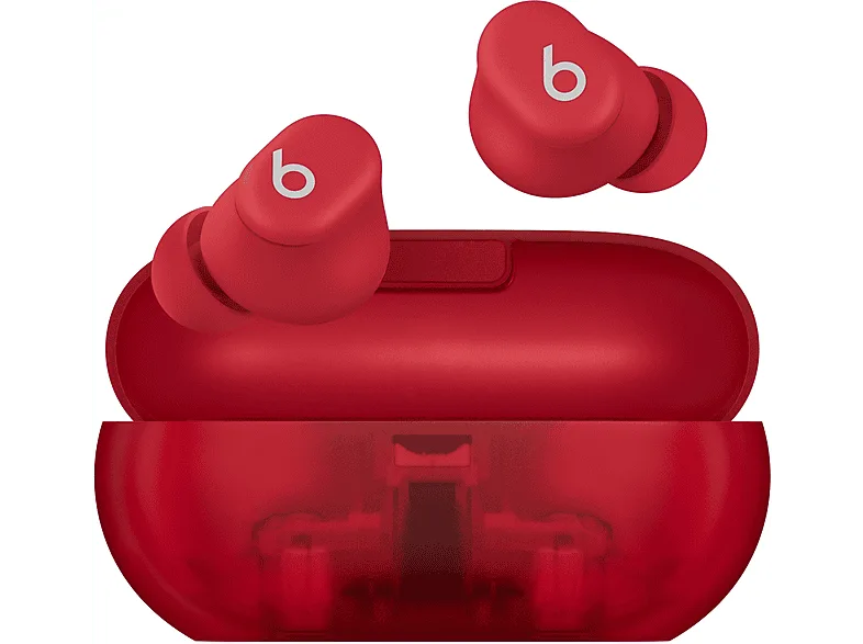 Beats Solo Buds, Auriculares inalámbricos, 18 horas de autonomía, Bluetooth Clase 1, Apple Android, Micrófono integrado, Rojo transparente