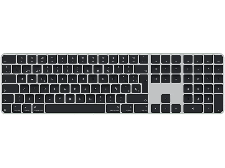 Apple Magic Keyboard, Con Touch ID y teclado numérico, Teclas Negras, Español, Bluetooth, Gris