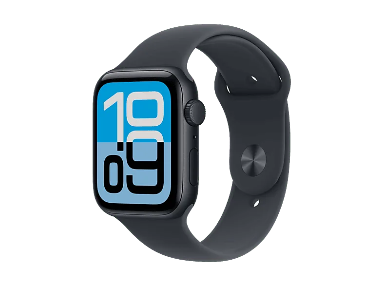 Apple Watch SE 3 (2025), GPS+CEL, 44 mm, Caja de aluminio Medianoche, Correa deportiva M/L, Calidad del sueño, Medición temperatura