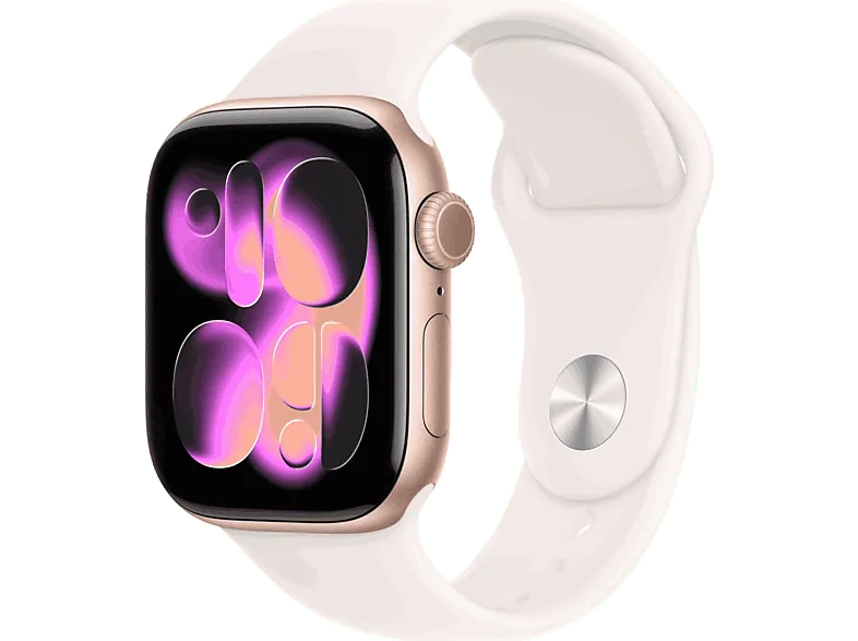 Apple Watch Series 11 (2025), GPS, 42 mm, Caja de aluminio Oro rosa, Correa deportiva Rosa rubor, S/M, Calidad del sueño, 24h Autonomía