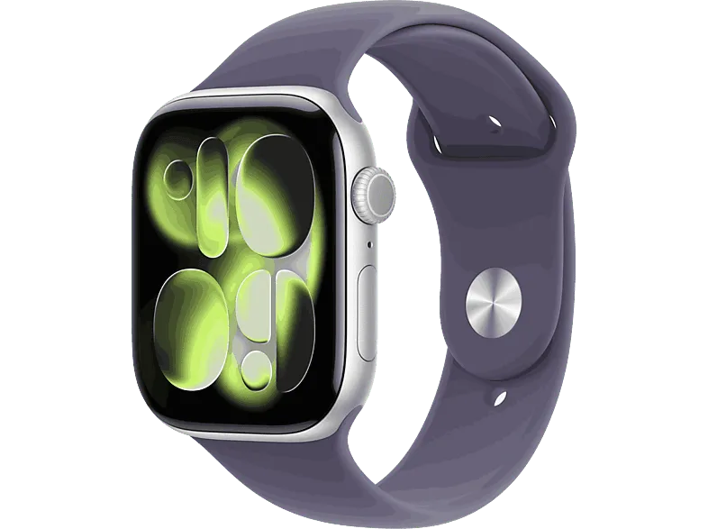 Apple Watch Series 11 (2025), GPS, 46 mm, Caja de aluminio Plata, Correa deportiva Niebla lila, M/L, Calidad del sueño, 24h Autonomía