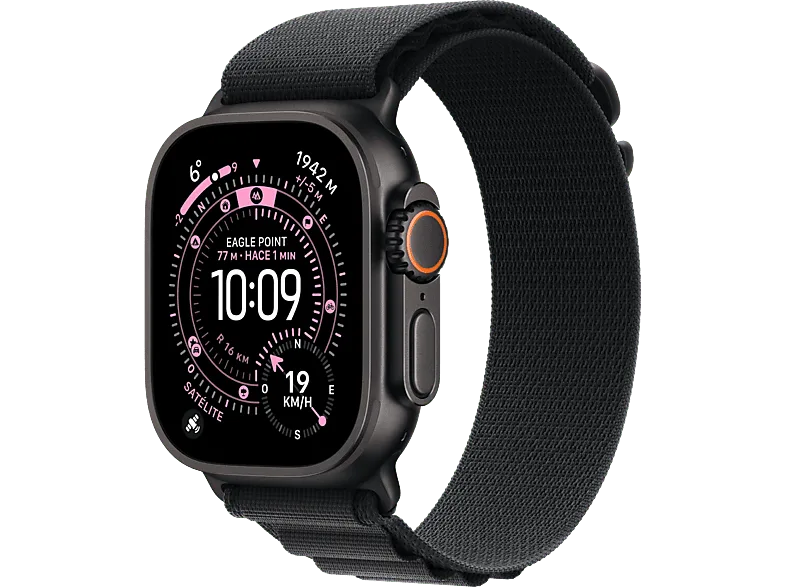 Apple Watch Ultra 3 (2025), GPS+CEL, 49 mm, Caja de Titanio Negro, Correa Alpine Loop M, Calidad del sueño, Via satélite, 42h Autonomía
