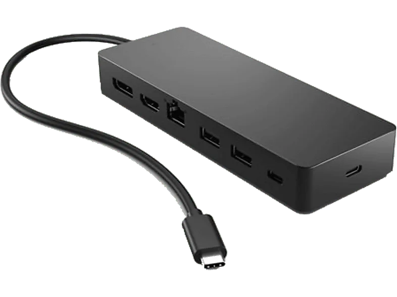 Hub - HP 50H55UT Profesional, 7 Puertos: 1x HDMI, DisplayPort™, 2x USB-A, USB-C®, Ethernet, Negro