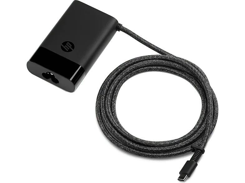Cargador para portátil - HP, 65W, USB-C, Carga rápida, Alimentación universal, Negro