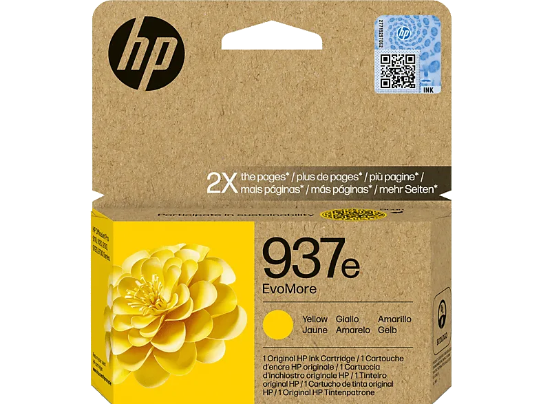 Cartucho de tinta - HP Evo More 937e, Hasta 1650 páginas, Certificado CarbonNeutral®, Amarillo