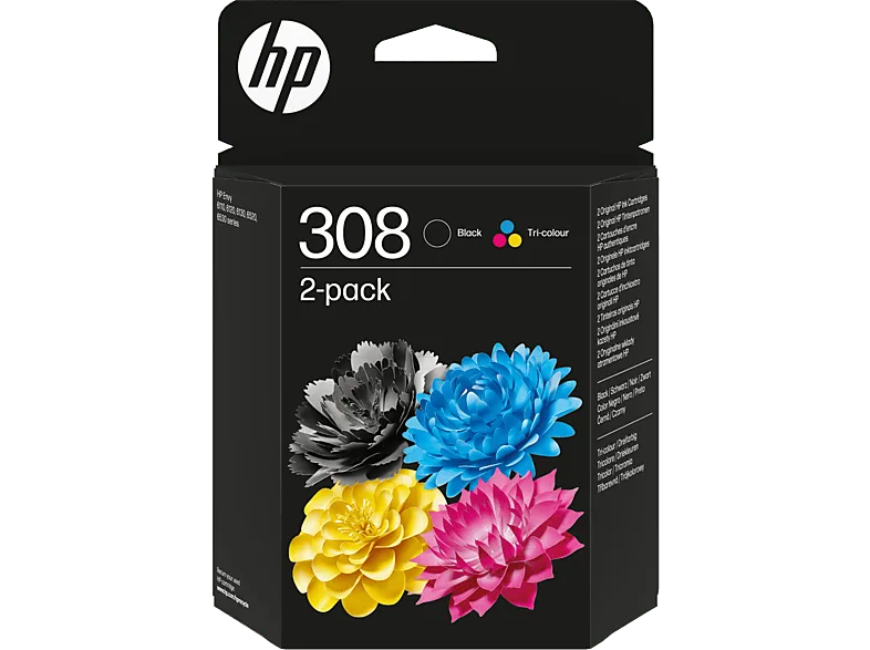 Cartucho de tinta - HP Paquete 2 Cartuchos Tinta Original 308, Planet Partners, Certificación UL ECOLOGO®, Negro y Tricolor (imagen 1 de 3)