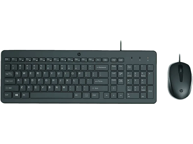 Pack Teclado + Ratón - HP HP150, USB-A, Indicadores LED, Recorrido de teclas perfil bajo, Negro