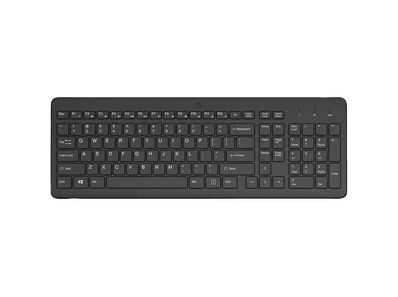 Teclado inalámbrico - HP 225 Profesional, Con teclado numérico, Teclas de goma, Hasta 16 meses autonomía, 2.4 GHz, Negro
