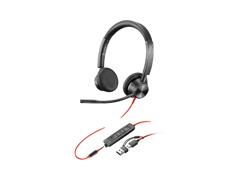Auriculares de oficina - HP Poly Blackwire 3325, Supraaurales, Negros