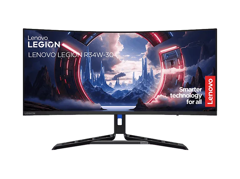 Monitor gaming - Lenovo Legion R34w-30, 34", UWQHD, 0.5 ms, 180 Hz, HDMI, Altavoces integrados, Negro (imagen 1 de 3)