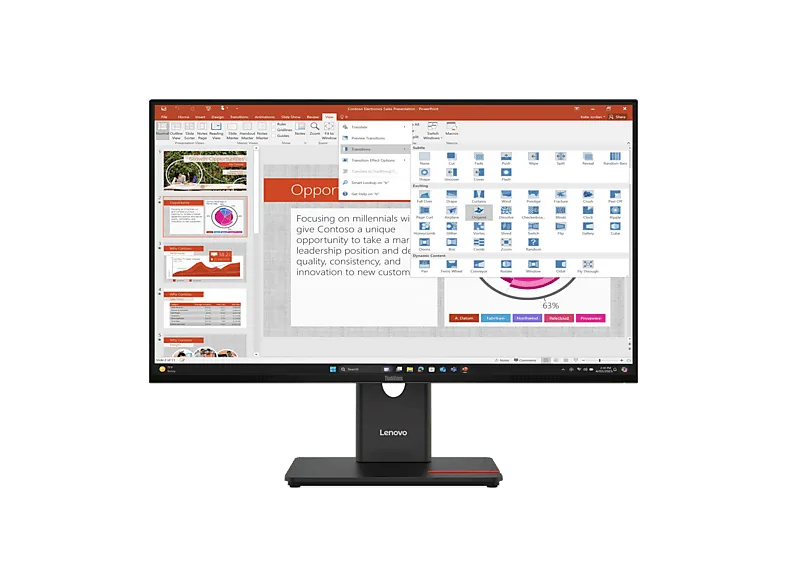 Monitor - Lenovo ThinkVision T27-40 Profesional, 27" Full-HD, 120 Hz, 6 ms, IPS, Altura ajustable, Negro