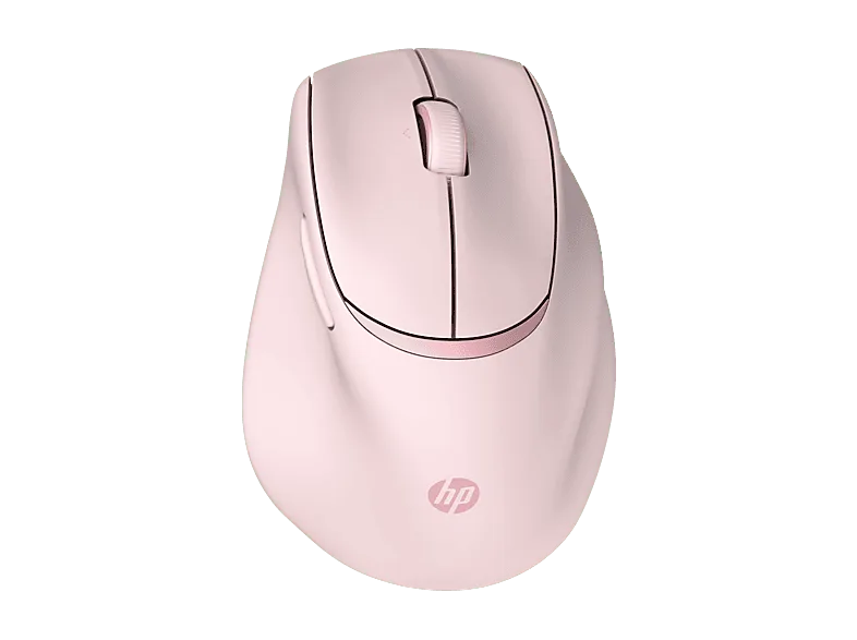 Ratón inalámbrico - HP Tilt Ergonomic Pink Mouse 720M, Inalámbrica, 1600 DPI, Rosa