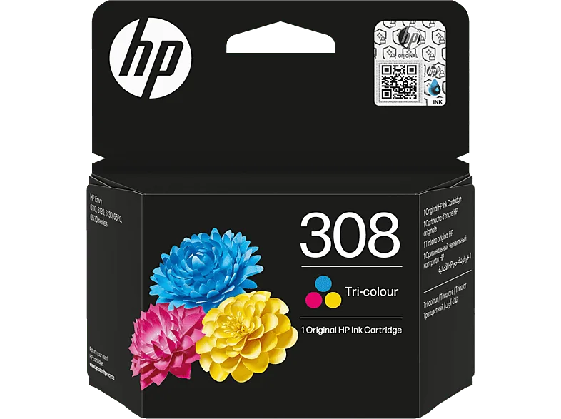 Cartucho de tinta - HP 308, 7FP20UE, 3 ml, 120 páginas, Tricolor (Cian, Magenta y Amarillo)
