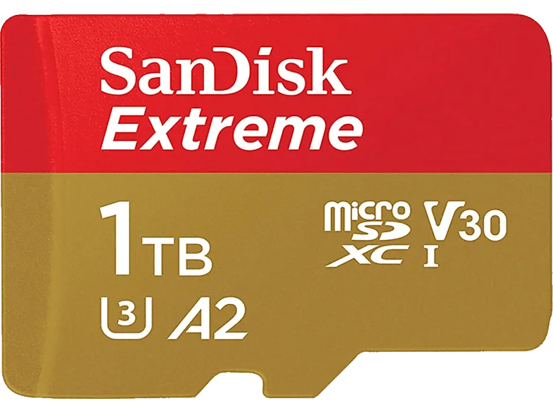 Tarjeta Micro SDXC - SanDisk Extreme, 1 TB, Hasta 190 MB/s lectura, UHS-I, U3, V30, A2, Clase 10, Multicolor