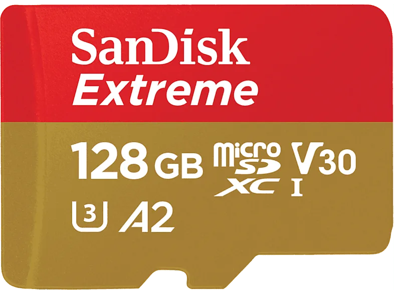 Tarjeta Micro SDXC - SanDisk Extreme®, 128GB, Hasta 190MB/s, U3, V30, A2, C10, Apta Drones, 4k UHD, Multicolor