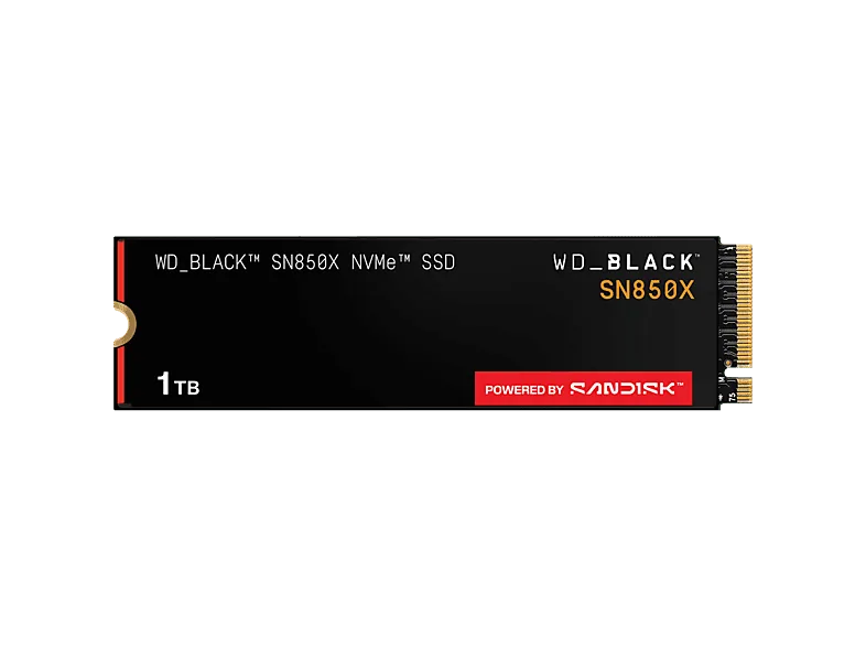 Disco duro SSD interno 1TB - Western Digital WD_BLACK SN850X NVMe SSD, Hasta 7300 MB/s lectura, M.2 2280, Negro