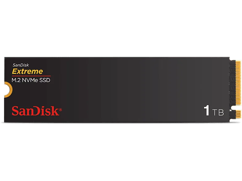 Disco duro SSD interno 1TB - SanDisk Extreme® M.2 NVMe SSD, Hasta 5150 MB/s lectura, Interfaz PCIe® Gen4, Negro