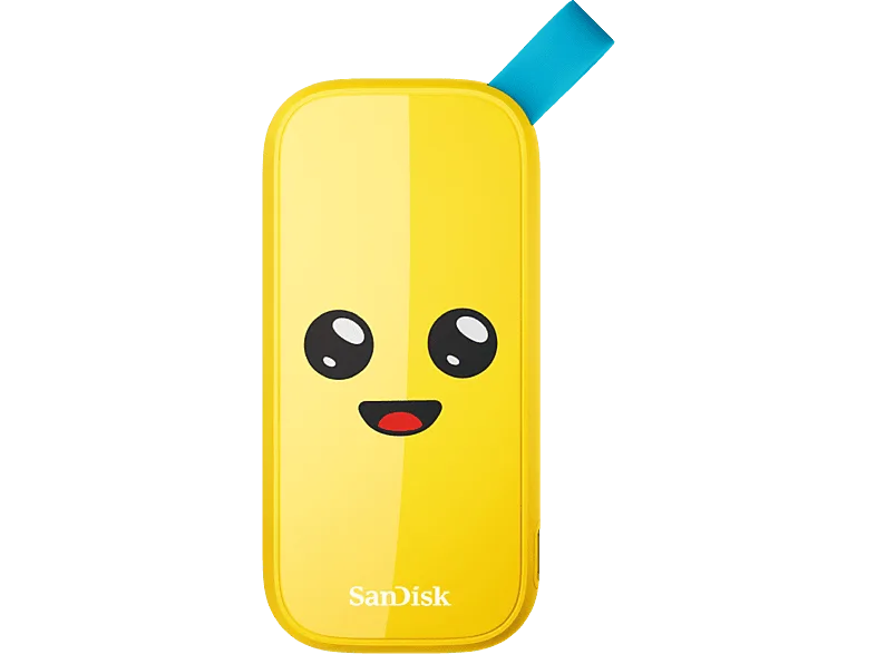 Disco duro SSD externo 1TB - Sandisk Fortnite® Portable SSD, edición Banano, Peely, Hasta 800 MB/s, USB 3.2, Amarillo