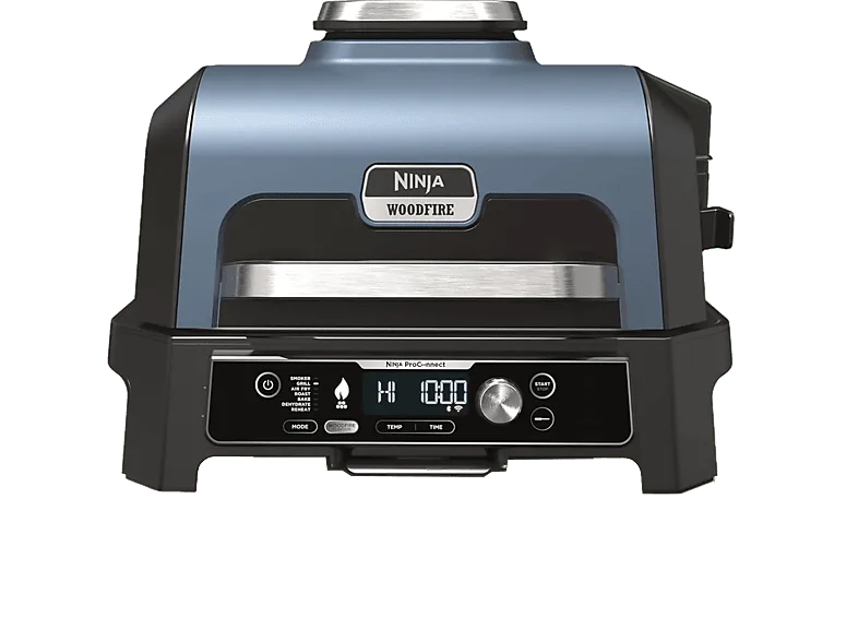 Barbacoa - Ninja Woodfire PRO Connect XL OG901EU, 1700 W, De 40°C a 260°C, WiFi, Bluetooth, Azul