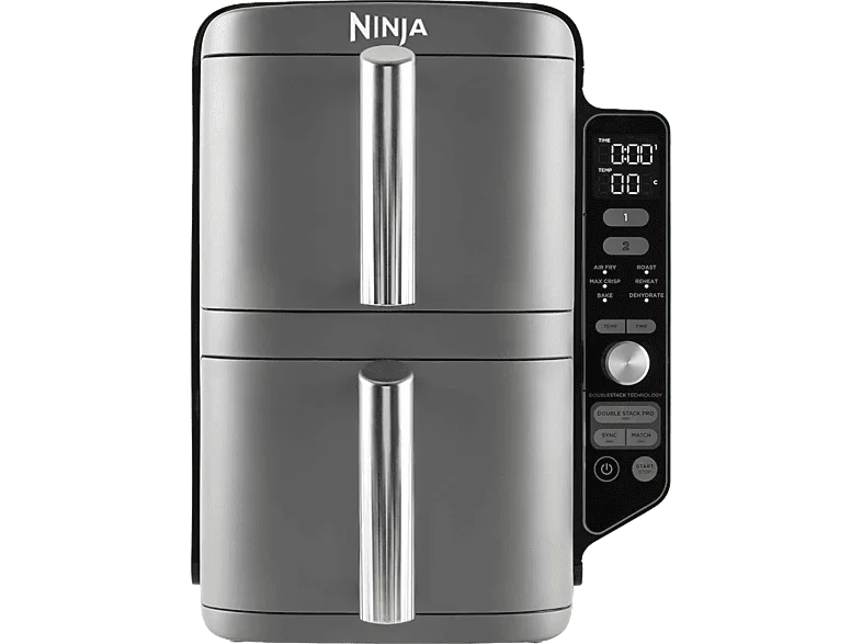 Freidora de aire - Ninja SL400EU, Doble cesta, 2470 W, 9.5 l, 6 Programas, 4 Niveles Independientes para Cocinar, Gris