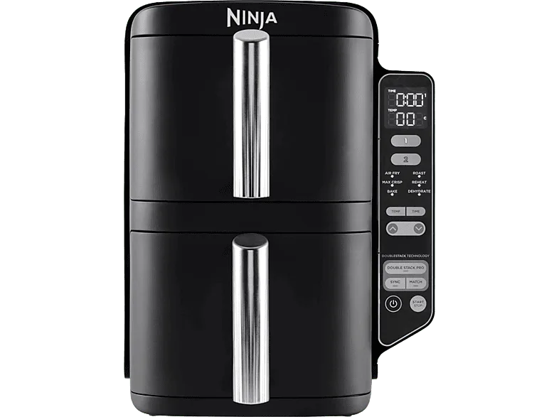 Freidora de aire - Ninja SL300EU, 2470 W, 7.6 l dividido en 2 bandejas, Negro