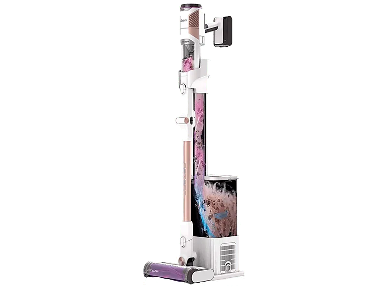 Aspirador escoba - Shark IW3612EU, 240 W, 60 min Autonomía, Base Autovaciado 2L, Tubo flexible, 3 Velocidades, Blanco y Latón