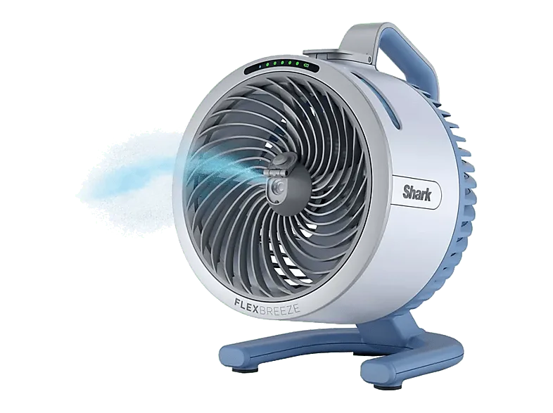 Ventilador de agua - Shark FlexBreeze HydroGo, 36 W, 5 Velocidades, Depósito Agua 150 ml, 12h autonomía, IPX5, Azul