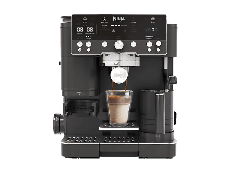 Cafetera express - Ninja Luxe Café Premier ES601EUBK, 9 bar, 1650W, 2 Tazas, Capacidad del depósito 2L, de café en grano 250g, Negro