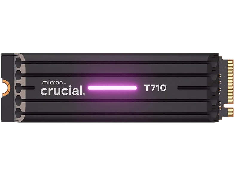 Disco duro SSD interno 2TB - Crucial T710, Tecnología Gen5, DirectStorage, NVMe 2280 M.2, Negro