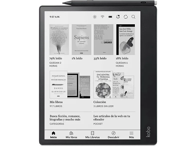 eBook - Kobo Elipsa 2E, 10.3 ", 32 GB, EInk Carta 1200, ComfortLight PRO + Stylus 2, Negro